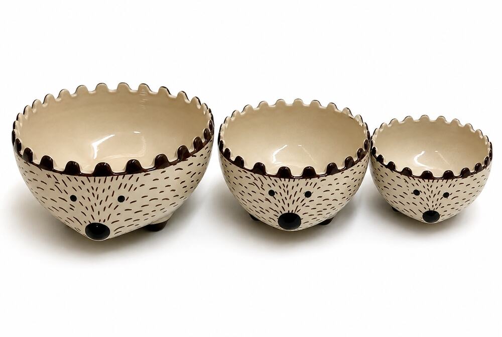 Set of 3 Ceramic Measuring Cups Nesting Cream Speckled 1C 1.5C .5C Kitchen